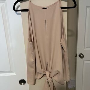 Women's Sleeveless Crew Neck Tank Top Cami Front Tie Knot Keyhole Blouse